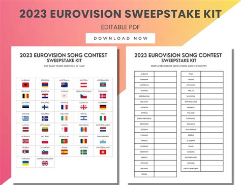 Eurovision Voting Sheet