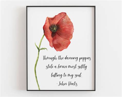 Poppy Wall Art Print John Keats Quote Print Literature Gift | Etsy