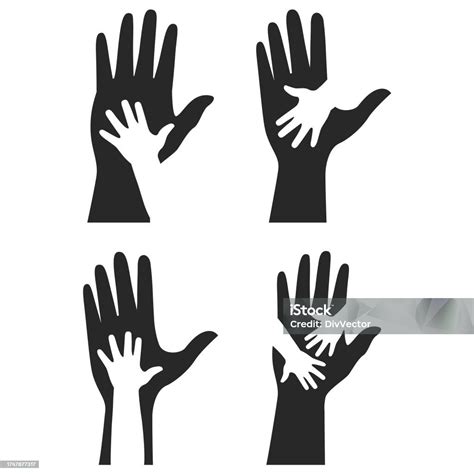 Helping Hand Vector Set Stock Illustration - Download Image Now - Assistance, Bonding, Care - iStock