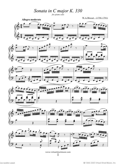 Mozart: Piano Sonata in C major K330 sheet music (PDF)