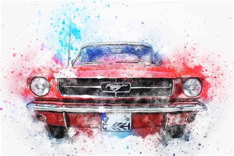 nice Car Old Car Mustang Art Abstract Watercolor Check more at https://www.stockimgs.com/2017/07 ...