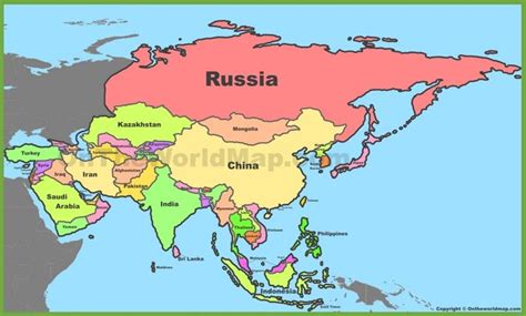 Asia Map | Asia map, World map with countries, Political map