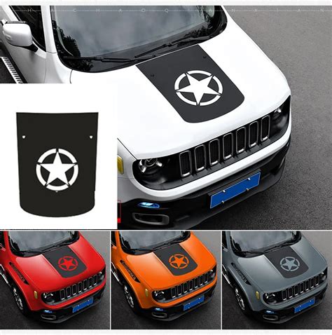 Star Vinyl Hood Carbon Fiber Sticker Decal Film For Jeep Renegade 2015 ...