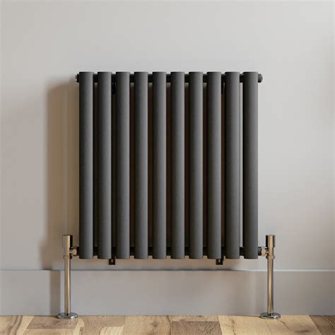 Anthracite Designer Radiator Horizontal Oval Column Double Panel Rad 600x600 NDT | eBay