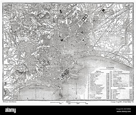 Old historical map of Naples, Campania. Italy. Naples and the Neapolitans by Marc Monnier 1861 ...