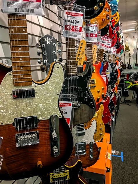 A Variety of Guitars for Sale at Guitar Center. Editorial Stock Image ...