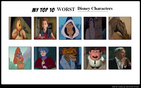 Top 10 Worst Disney Characters by Media201055 on DeviantArt