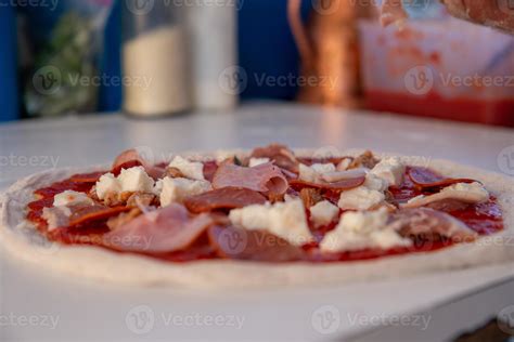 bacon and Pepperoni pizza 21839556 Stock Photo at Vecteezy