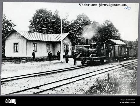 Weather Railway Station.Hultsfred - Västervik Railways, HWJ 18 Steam locomotive Stock Photo - Alamy