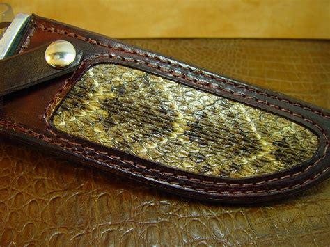 Custom Leather Kife Sheath Inlaid with Rattlesnake Snake Skin for Buck 124. Knife NOT for Sale ...