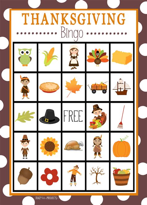 Free Printable Thanksgiving Bingo Game - Crazy Little Projects