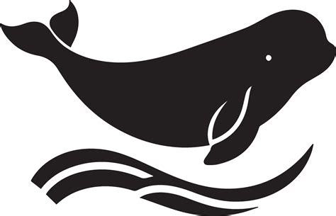 minimal Beluga whale vector silhouette black color white background 23 ...