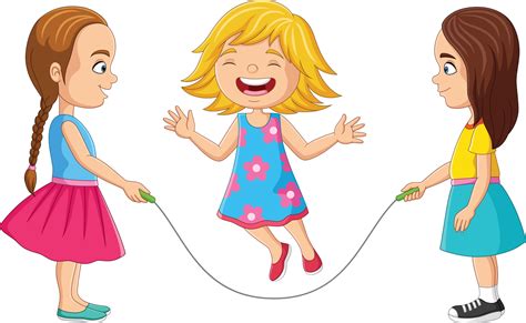 Cartoon three girls playing jumping rope 15219904 Vector Art at Vecteezy