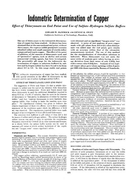 Copper Iodometric | PDF | Titration | Chemistry