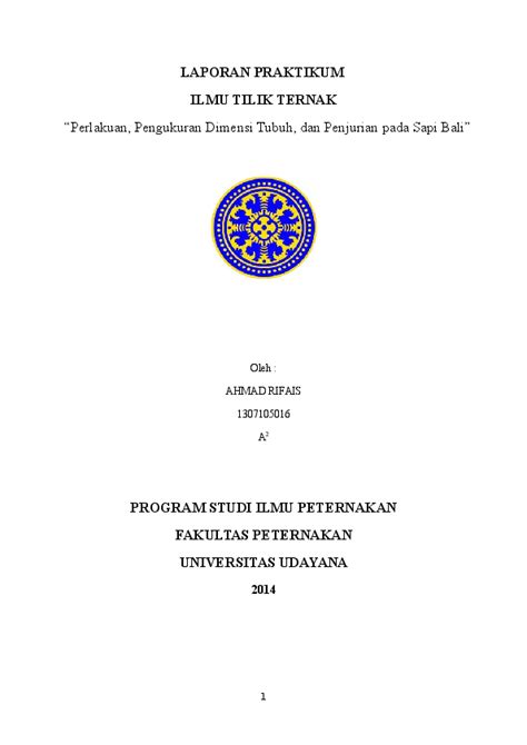 (DOC) Laporan Praktikum Ilmu Tilik Ternak (Sapi Bali) | Ahmad Rifais ...