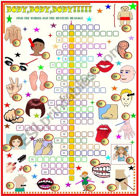 Body parts: Crossword puzzle - ESL worksheet by spied-d-aignel