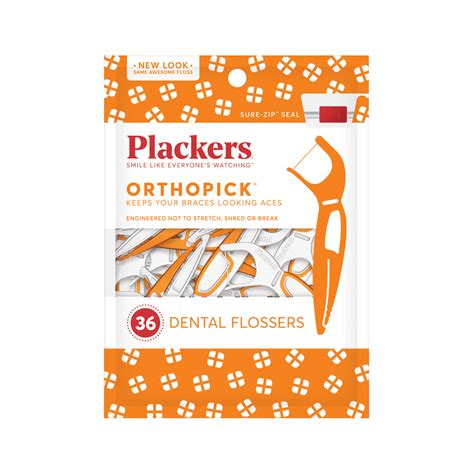 Plackers Orthopick Dental Floss Picks for Braces, 36 Count - Walmart ...