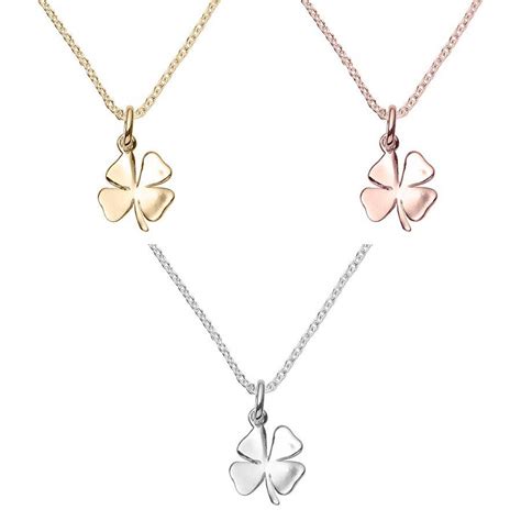 Lucky Silver Or Gold Four Leaf Clover Necklace By Hersey Silversmiths