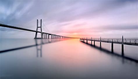 1366x768px | free download | HD wallpaper: gray bridge, silhouette of ...