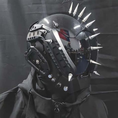 Cyberpunk Gothic Mask with Rivet Cosplay Futuristic Punk TechwearFeatures:.Suitable for any head ...