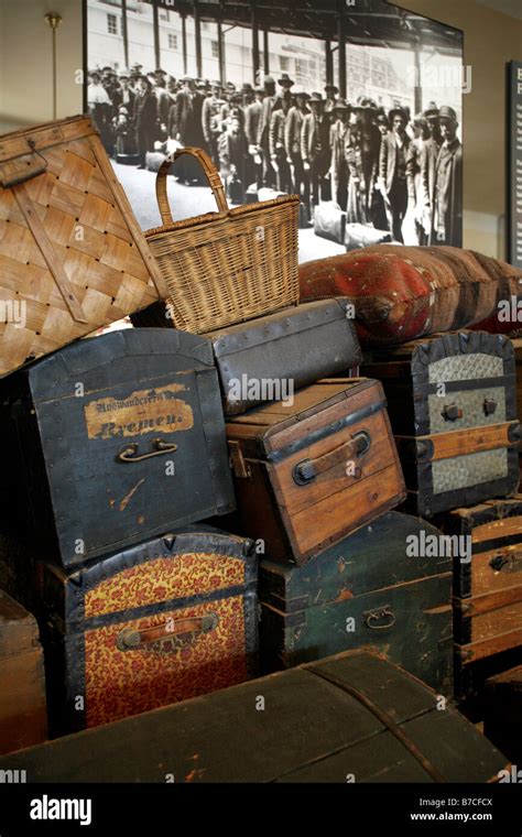 Display of suitcases, Ellis Island Immigration Museum, New York City, USA Stock Photo - Alamy