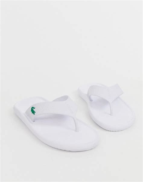 Lacoste Croco Flip Flops In White in White for Men - Lyst