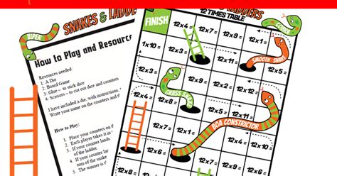 PRINTABLE snakes and ladders Multiplications 12 - Printable Games By ...