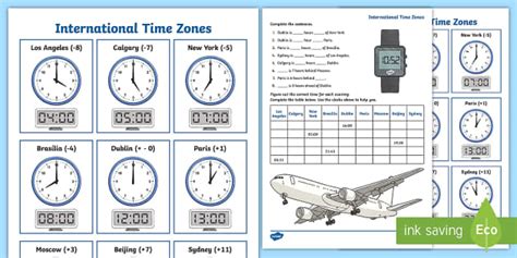 International / World Time Zones Worksheet (teacher made)