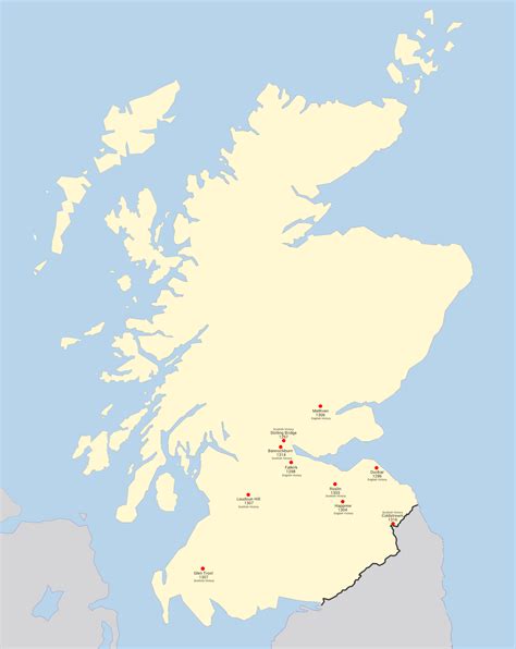 Battle locations of the (first) Scottish war of independence. : r/MapPorn