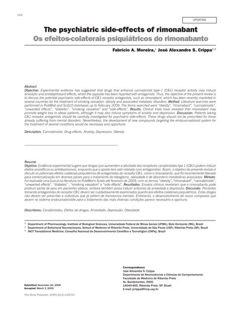 (PDF) The psychiatric side-effects of rimonabant