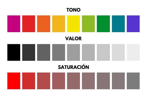 El color: tono, valor y saturación.