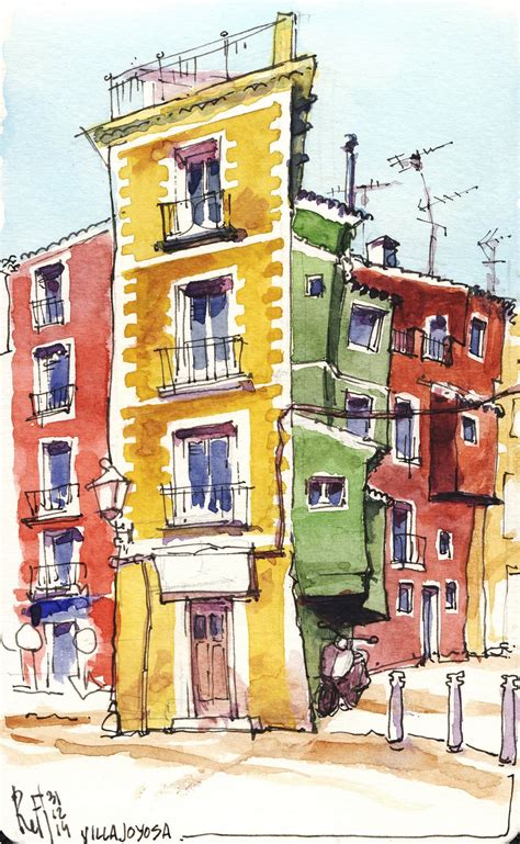 Watercolor Architecture of Casco Antiguo de Villajoyosa