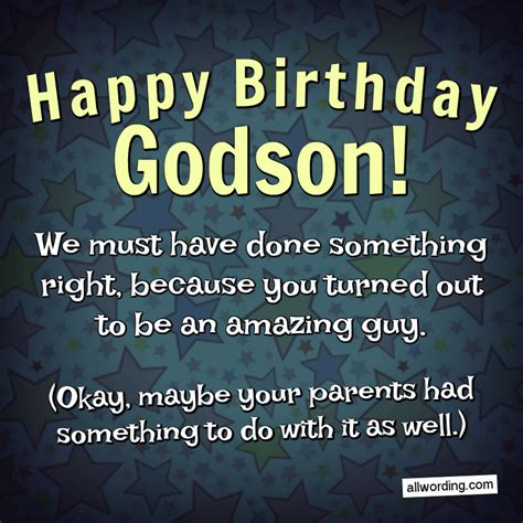 25 Ways to Say Happy Birthday to a Godson | Happy birthday godson, Funny happy birthday wishes ...