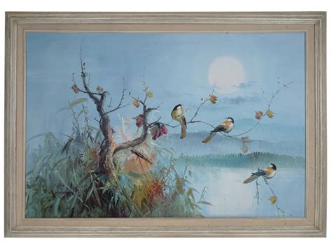 American Oil Birds Painting Signed M. Henderson