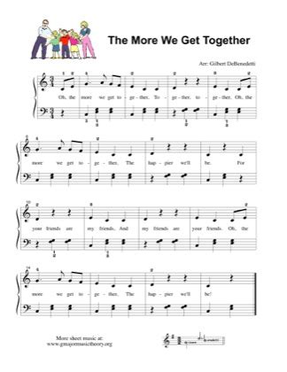 The More We Get Together - Kids Free Piano Sheet Music PDF