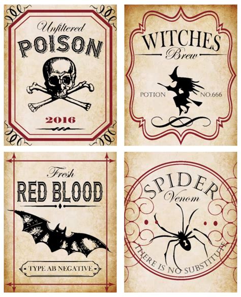 Free Printable Halloween Potion Bottle Labels