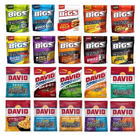 BIGS and DAVID Sunflower Seeds Variety Pack | 20 Unique Flavors