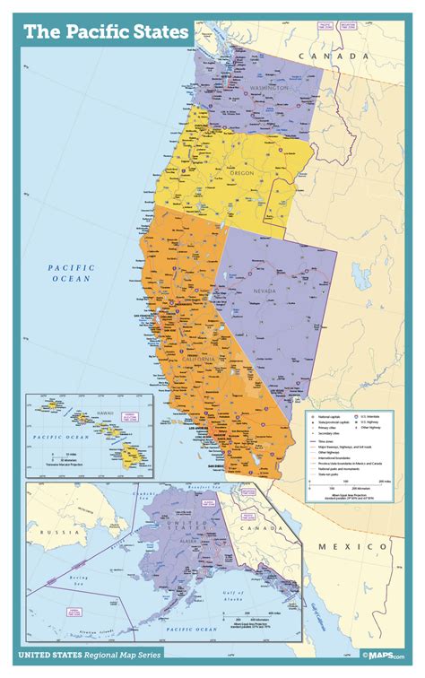 Pacific States Wall Map | Maps.com.com