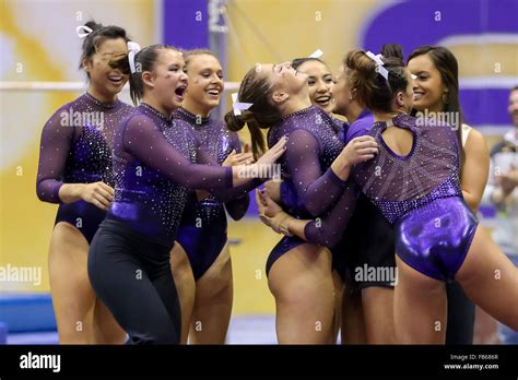 Baton Rouge, LA, USA. 09th Jan, 2016. LSU Tigers McKenna Kelley celebrates with her team after ...