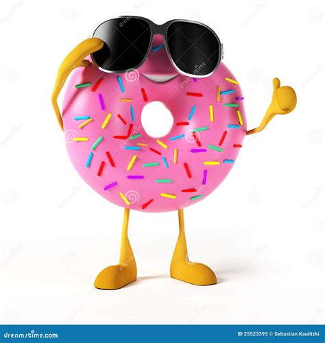 Funny donut character stock illustration. Illustration of sweet - 25523393