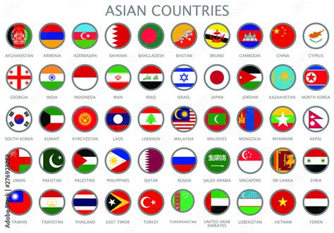 Vektorová grafika „All national flags of the Asian countries in ...