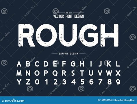 Texture Font and Grunge Alphabet , Rough Design Typeface and Number, Round Graphic Text Stock ...