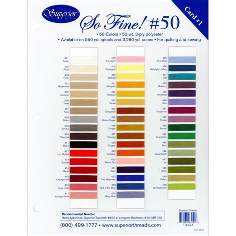 Superior Threads Color Card | EE Schenck Company