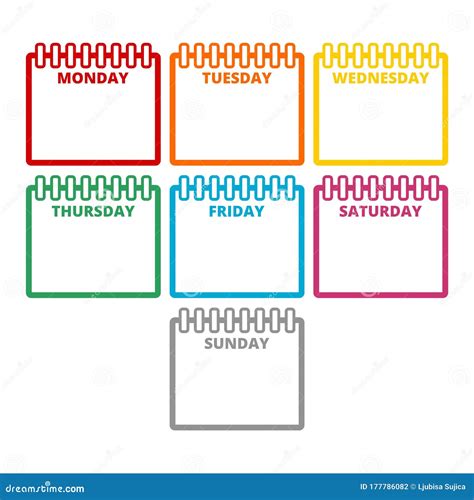 Days of the Week, Calendar Sheets with the Days of the Week Stock Vector - Illustration of ...