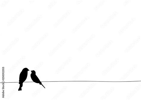 Birds On Wire, Wall Decals, Two Birds on Wire Illustration Design, Couple of Birds Silhouette ...