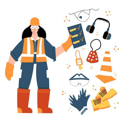 Industrial female worker inspector with safety equipment clipart ...