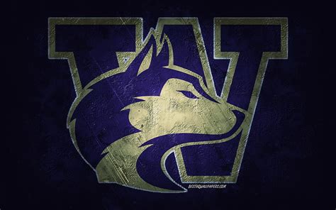 Washington Huskies, American football team, blue background, Washington Huskies logo, HD ...