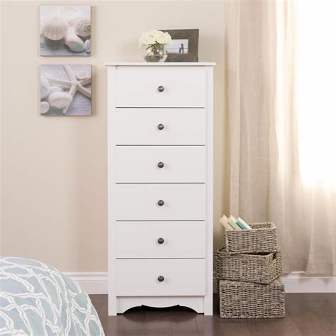 White Monterey Tall 6 Drawer Chest