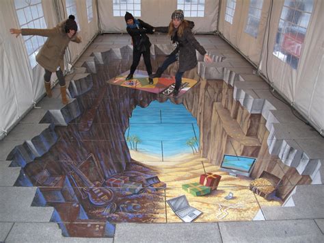 Unbelievable 3D Street Painting Photos Pavement Chalk | Desktop Wallpapers