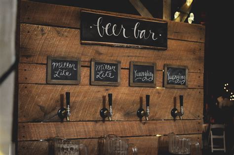 Rustic Reception Beer Bar with Chalkboard Signs